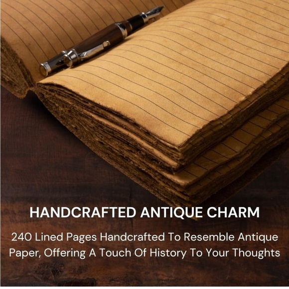 Lined Vintage Leather Journal | Tree of Life embossed Journal 8 " x 6" - Picture 3 of 6